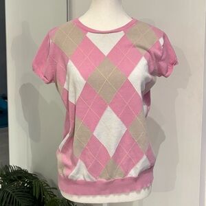 Merona Pink and White Argyle Sweater